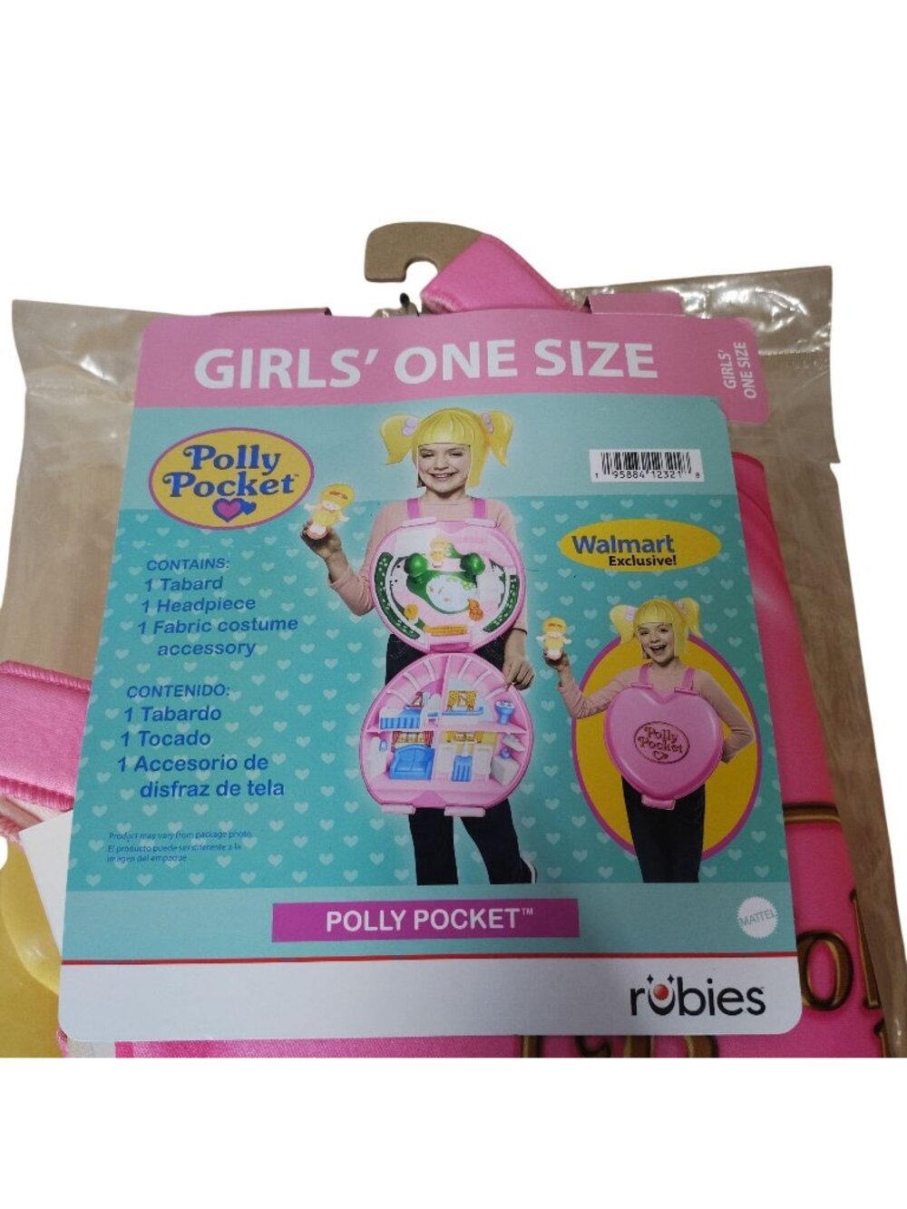 Polly Pocket Girls One Size Costume Set Tabard Headpiece Halloween Dress Up New
